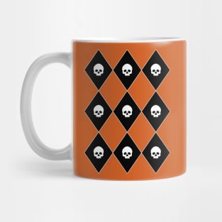 Harlequin Skull Pattern (Orange/Halloween) Mug